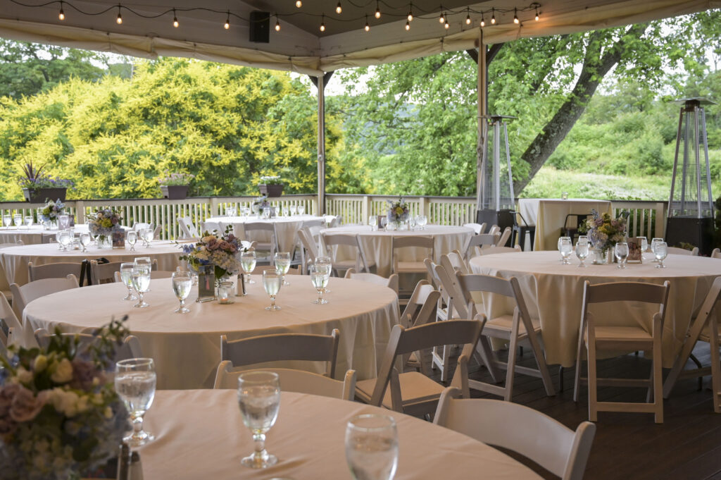 wedding on the patio at hef's hut