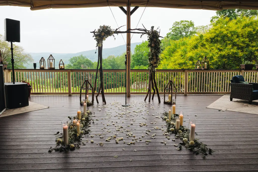 Floral wedding decor at He'f Hut Vernon NJ