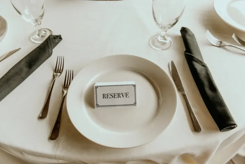 Elegantly reserved table at Hef’s Hut in Vernon, NJ, set with glassware and decor, ready for a private event.